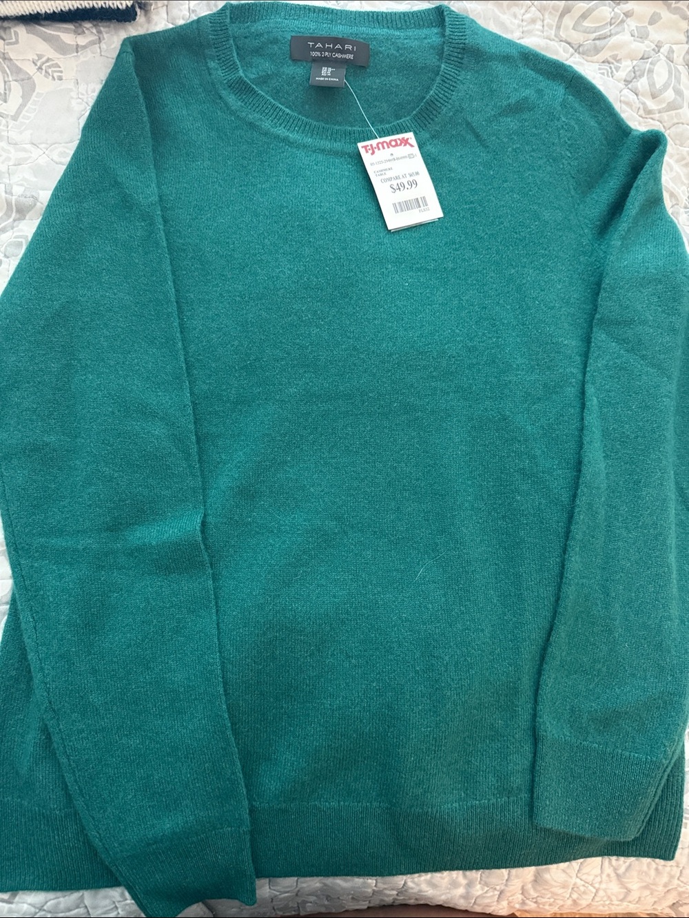 Tahari Teal Crew Neck Sweater